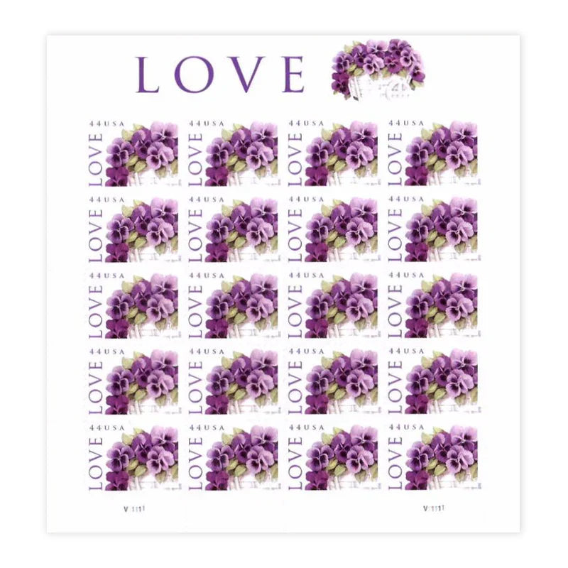 2010 Love Stamp – 44¢ Pansies Floral Postage Sheet