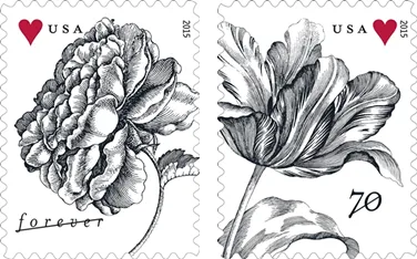 2015 Love Forever Stamp – Engraved Flower Illustration | First-Class Postage Sheet