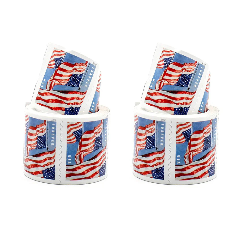 2022 U.S. Flag Forever Stamps – 100 Pcs Coil Roll (Self-Adhesive)
